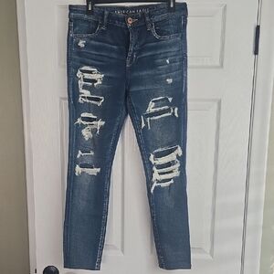 American Eagle Outfitters Ripped Dark Blue Skinny Jeans